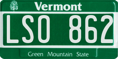 VT license plate LSO862