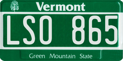 VT license plate LSO865
