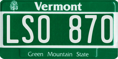 VT license plate LSO870