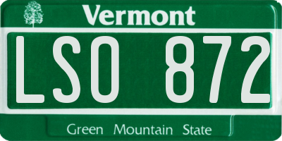 VT license plate LSO872
