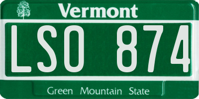VT license plate LSO874