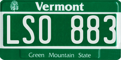 VT license plate LSO883