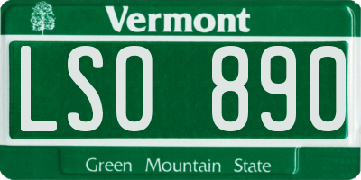 VT license plate LSO890