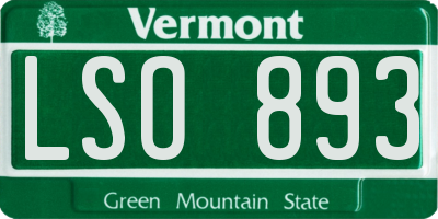 VT license plate LSO893