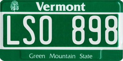 VT license plate LSO898