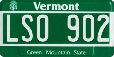 VT license plate LSO902
