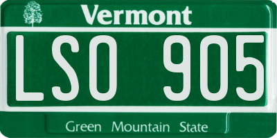 VT license plate LSO905