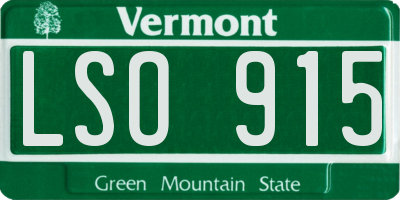 VT license plate LSO915