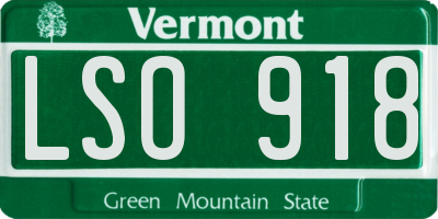 VT license plate LSO918
