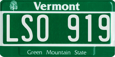 VT license plate LSO919