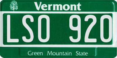 VT license plate LSO920