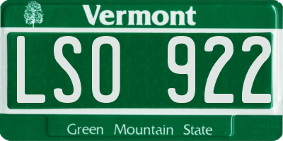 VT license plate LSO922