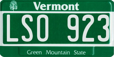 VT license plate LSO923
