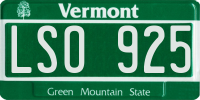 VT license plate LSO925
