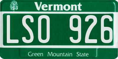 VT license plate LSO926