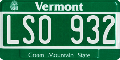 VT license plate LSO932