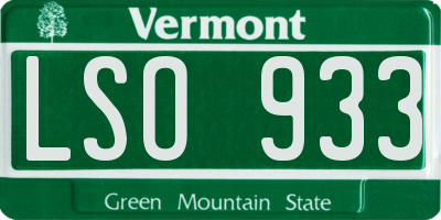 VT license plate LSO933