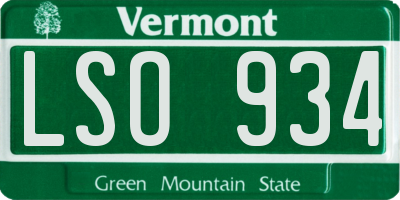 VT license plate LSO934