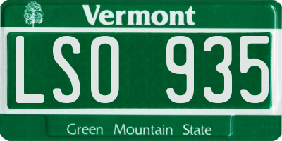 VT license plate LSO935