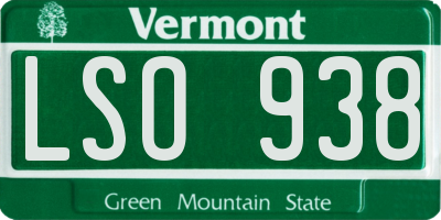 VT license plate LSO938