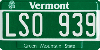 VT license plate LSO939