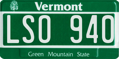 VT license plate LSO940