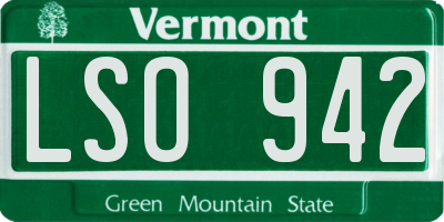 VT license plate LSO942