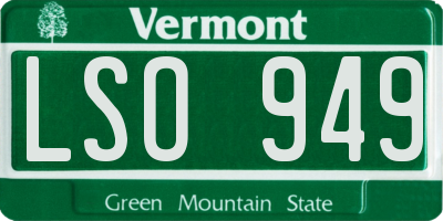 VT license plate LSO949