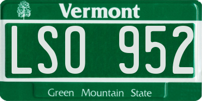 VT license plate LSO952