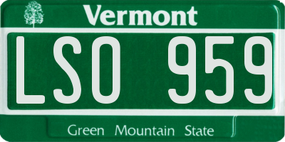 VT license plate LSO959