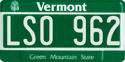 VT license plate LSO962