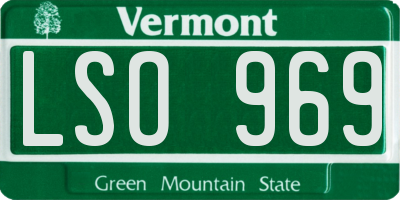 VT license plate LSO969