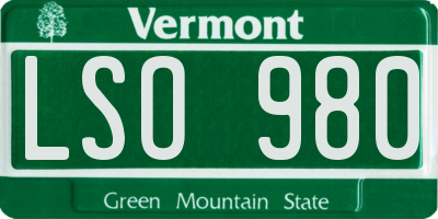 VT license plate LSO980
