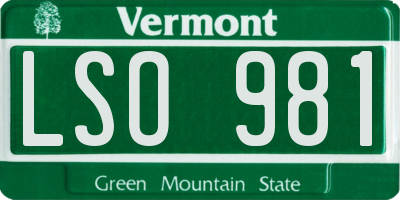 VT license plate LSO981
