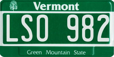 VT license plate LSO982