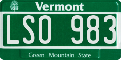VT license plate LSO983