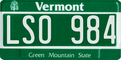 VT license plate LSO984