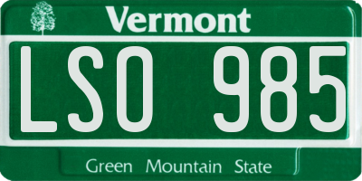 VT license plate LSO985