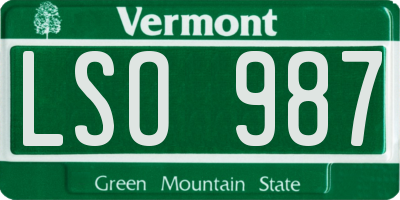 VT license plate LSO987