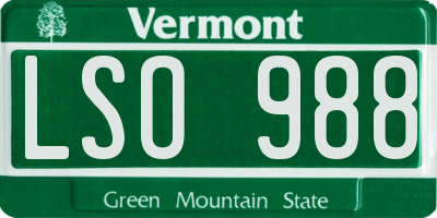 VT license plate LSO988