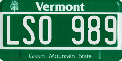 VT license plate LSO989