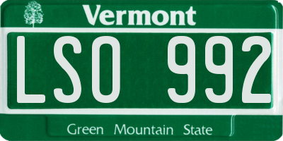 VT license plate LSO992