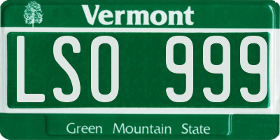 VT license plate LSO999