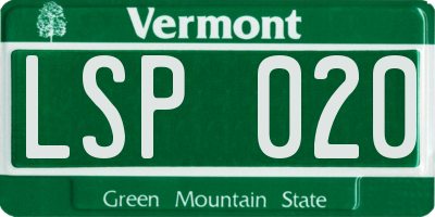 VT license plate LSP020