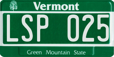 VT license plate LSP025