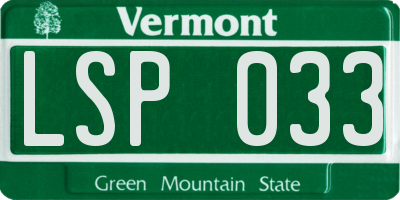 VT license plate LSP033