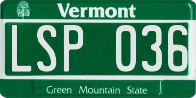 VT license plate LSP036