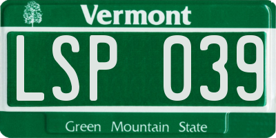 VT license plate LSP039