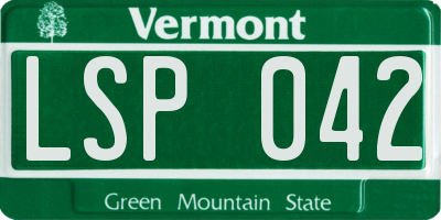 VT license plate LSP042