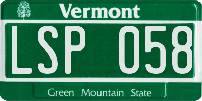 VT license plate LSP058